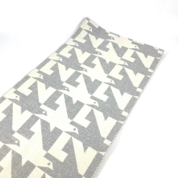 LOUIS VUITTON fringe Scarf -LV Dove logo Scarf wool / Cashmere gray/White - Picture 4 of 9
